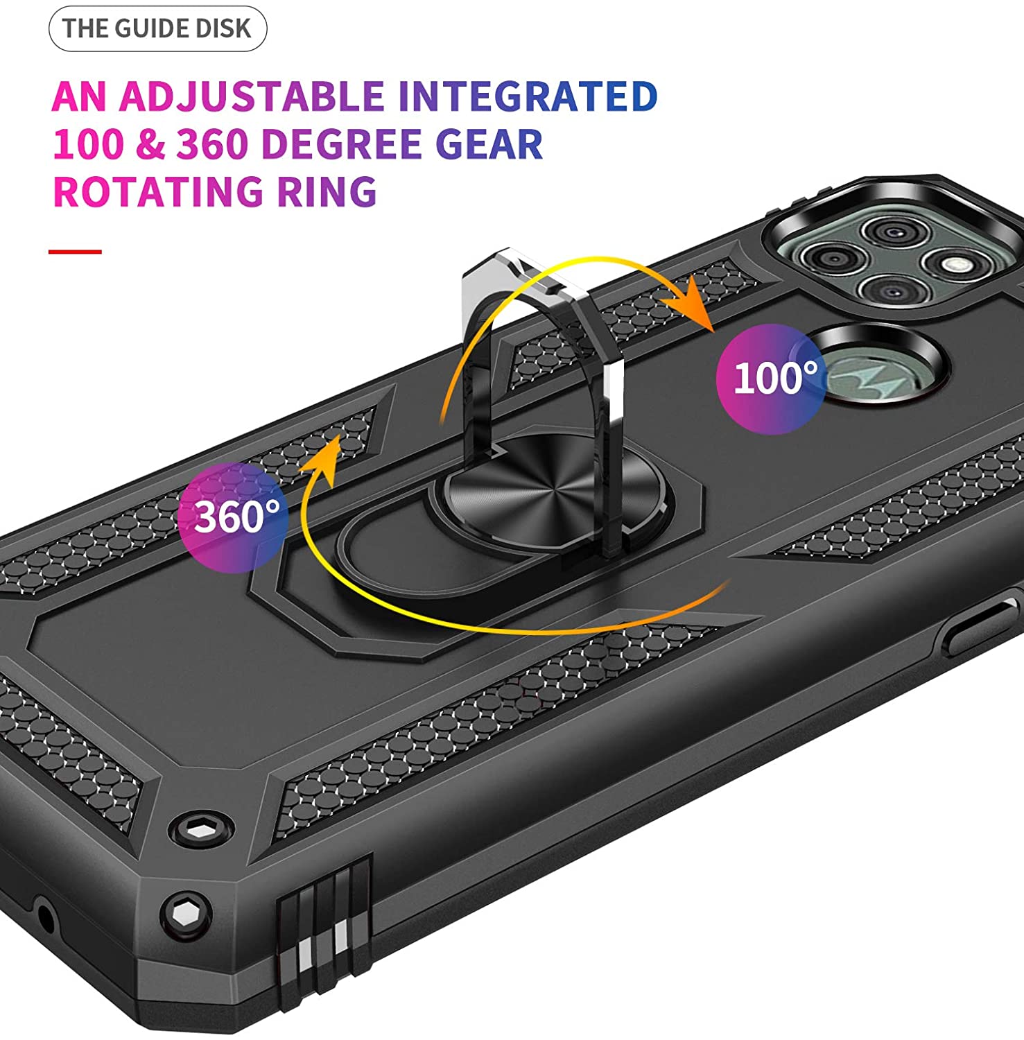 Protectores para celular  para Motorola  MOTO G9 Power Funda reforzada con anillo v2 Negro